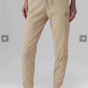 ALO Yoga “Muse” Sweatpants Tan Ribbed Track Pants